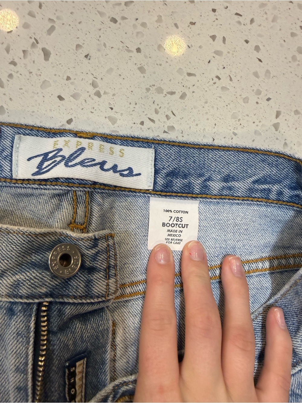 Express Bleus 7/8 Bootcut Jeans - Light Blue Wash